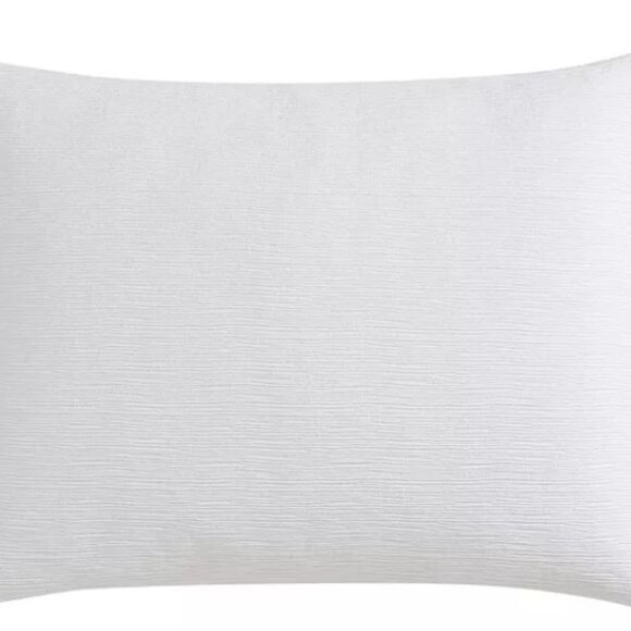 Vera Wang Solid Textured Pleats 3-Piece White Cotton King Duvet Cover Set - Picture 4 of 4